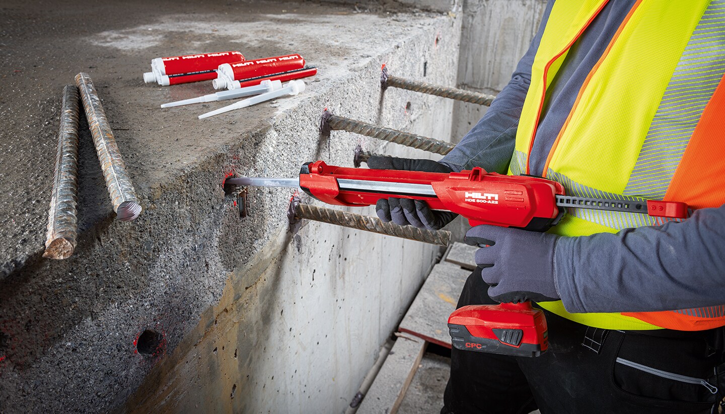 HDE 500A22 Cordless adhesive dispenser Chemical anchor dispensers