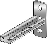 MQK-21 Galvanised bracket with a 21 mm high, single MQ strut channel for medium-duty indoor applications