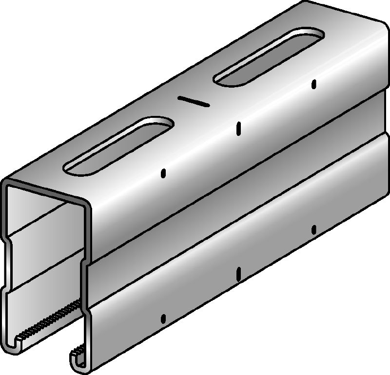 MQ-72 HDG ASTM Hot-dip galvanised (HDG, ASTM) 72 mm high MQ strut channel for medium/heavy-duty applications