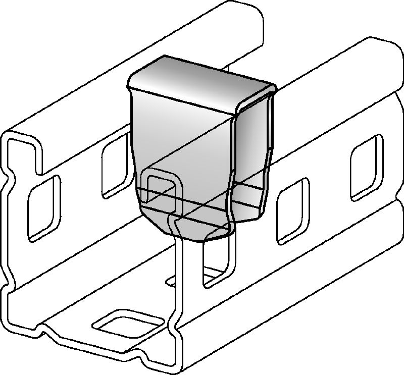 MC-PI Channel stiffener Galvanised channel stiffening insert for use where threaded components/bolts are fitted through the sides of MC-3D installation channel indoors