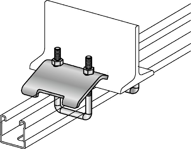 MQT Galvanised beam clamp for connecting MQ strut channels directly to steel beams