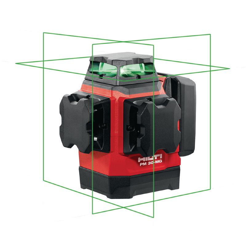 PM 30-MG Multi-line laser Compact multi-line laser - 3x360° self-leveling green lines for faster leveling, aligning, and squaring (12V battery platform)