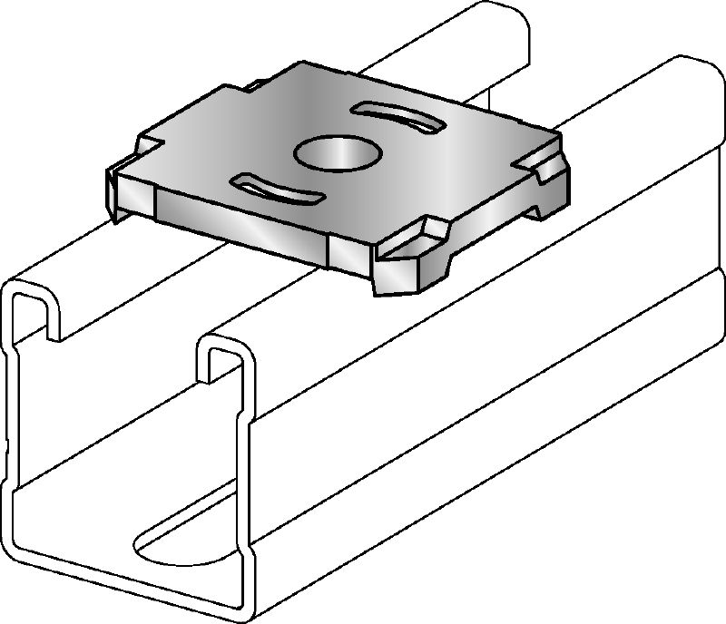 MQZ-L Galvanised bored plate for fire-tested trapeze assembly and anchoring