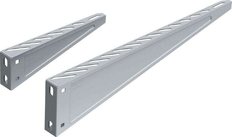 MC-BE Galvanised bracket for supporting light electrical cable trays (<600 mm wide) from MC installation channels indoors