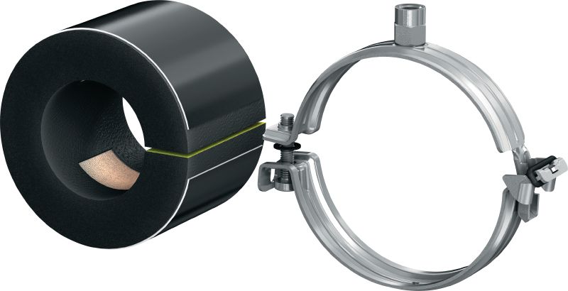 MIP-M Refrigeration pipe clamp (medium insulated) Galvanised pipe clamp for maximum productivity in refrigeration applications with an insulation thickness of 20-25 mm