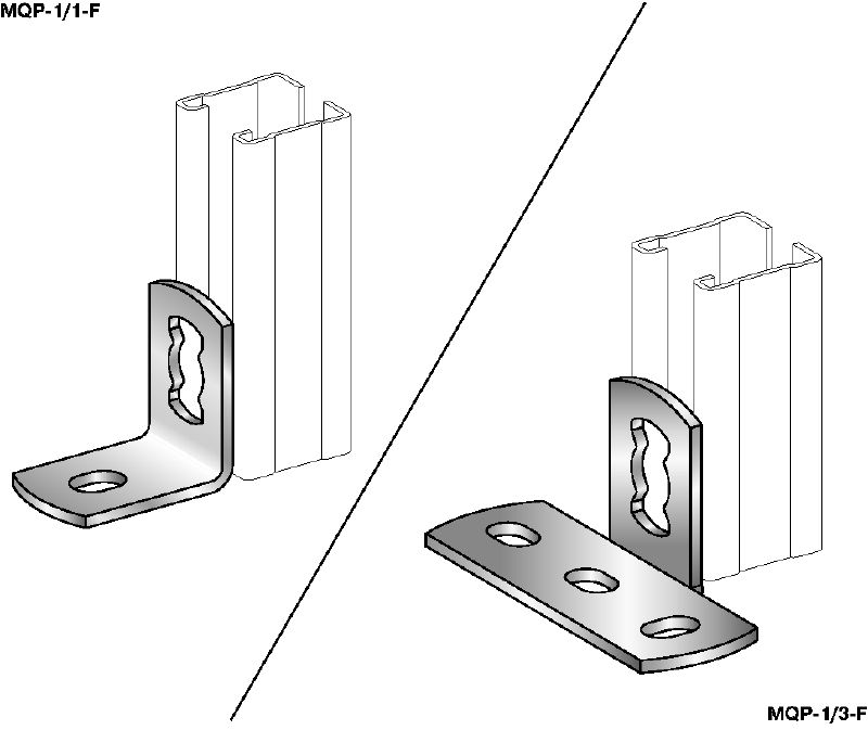 MQP-1-F Channel foot Hot-dip galvanised (HDG) channel foot for fastening channels to concrete in light/medium-duty applications