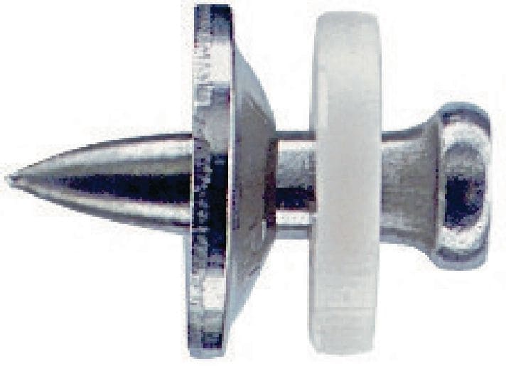 X-CR S12 Stainless steel nails with washer Single nail for use with powder-actuated tools on steel in corrosive environments
