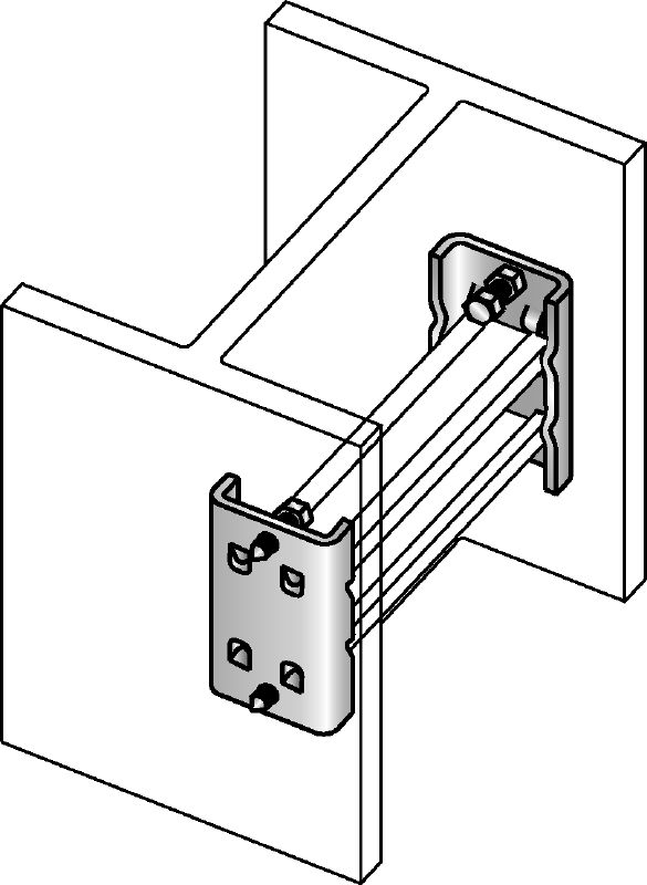 MQT-K Clamping bracket Galvanised beam clamp for connecting MQ strut channels within the flanges of steel beams