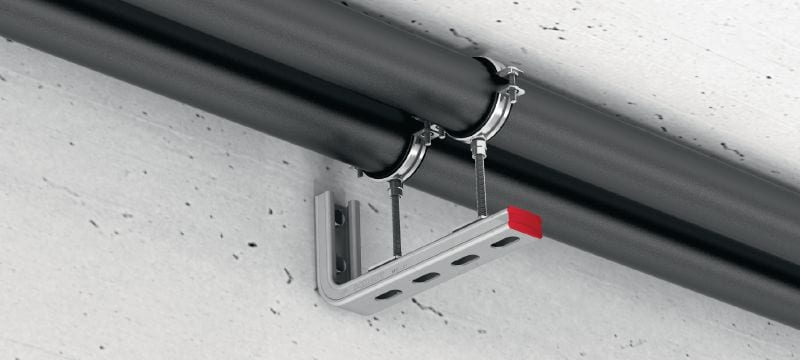 MQK-21-L Galvanised bracket with a 21 mm, high single MQ strut channel for medium-duty indoor applications Applications 1