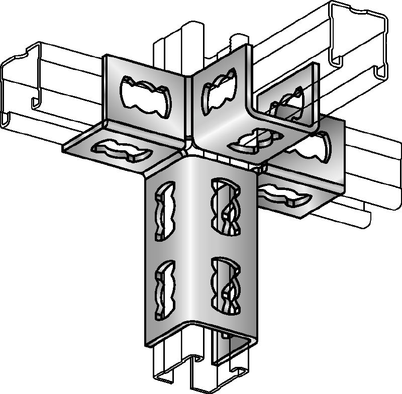 MQV-4/3 D Galvanised channel connector for three-dimensional structures