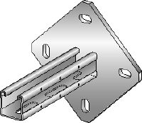 MQK-41/4 Bracket Galvanised bracket with a 41 mm high, single MQ strut channel with a square baseplate for higher rigidity