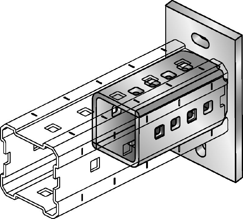 Baseplater DIN 9021 M16 zinced Hot-dip galvanised (HDG) baseplate for fastening MI-90 girders to concrete using two anchors