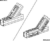 MQW 45°/135°-R Stainless steel (A4) 45- or 135-degree angle for connecting multiple MQ strut channels