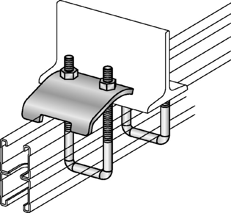 MQT Galvanised beam clamp for connecting MQ strut channels directly to steel beams