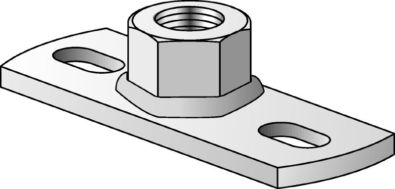 MGM 2-F Premium hot-dip galvanised (HDG) 2-hole base plate for light-duty fixed point applications (metric)