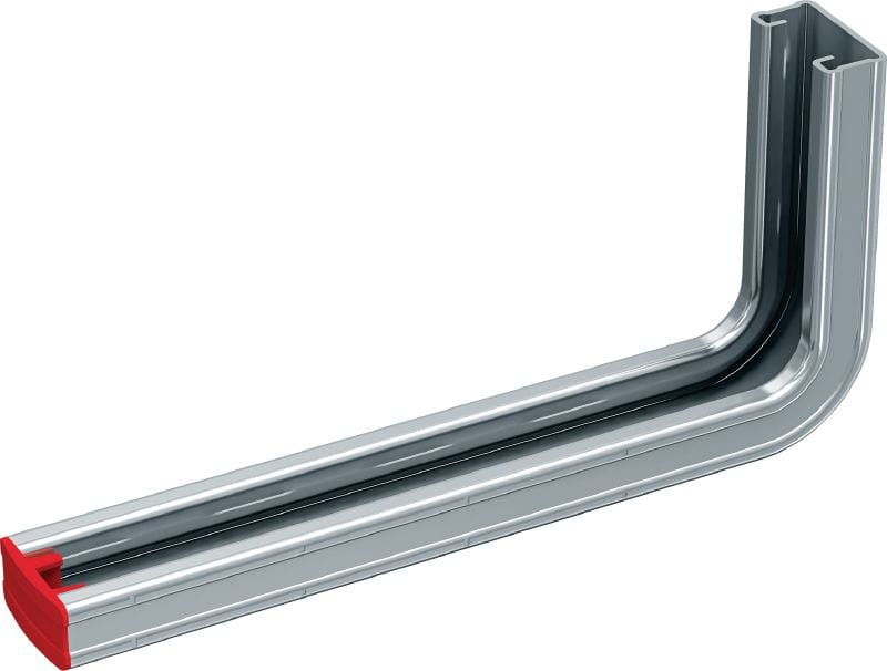 MQK-21-L Galvanised bracket with a 21 mm, high single MQ strut channel for medium-duty indoor applications