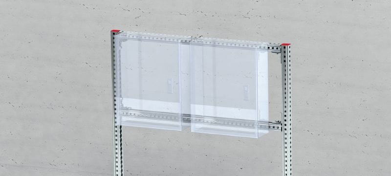 MC-AH-90 Galvanised, adjustable angle connector for the 90-degree attachment of MC-3D channels to one another indoors Applications 1