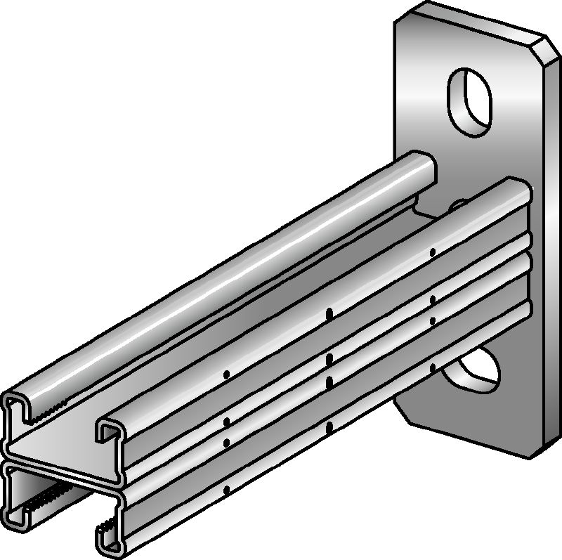 MQK-21 D-F bracket hot-dip galvanised (HDG) C-Channel double-bracket for medium-duty applications