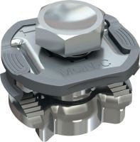 MQN-CP Ultimate galvanised channel connector with pre-fastening function on all butterfly openings – for higher productivity